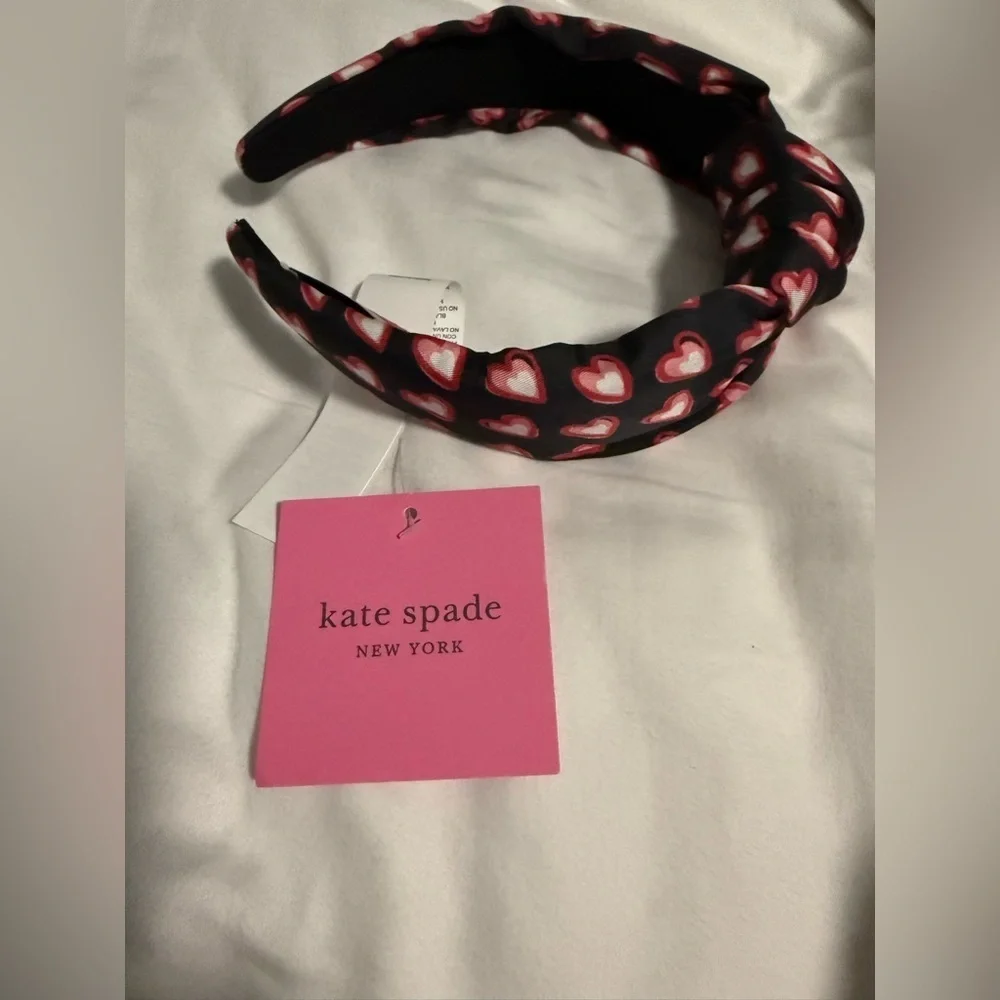 Kate Spade Heart Patterned Black and Red Headband NWT